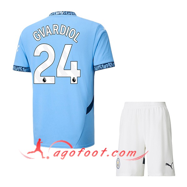 Maillot de Foot Manchester City (GVARDIOL #24) Enfants 2024/2025 Domicile