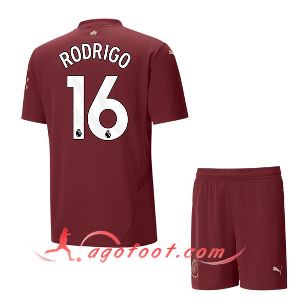 Maillot de Foot Manchester City (RODRIGO #16) Enfants 2024/2025 Third