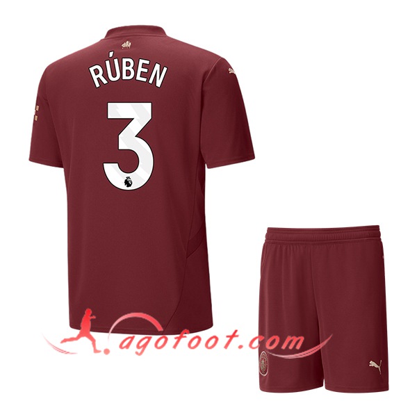 Maillot de Foot Manchester City (RÚBEN #3) Enfants 2024/2025 Third