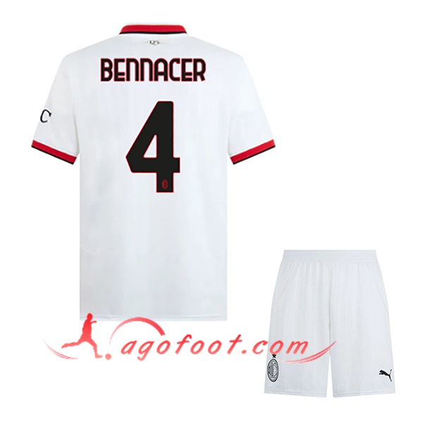 Maillot de Foot Milan AC (BENNACER #4) Enfants 2024/2025 Exterieur