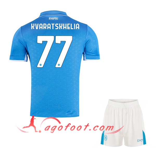 Maillot de Foot SSC Naples (KVARATSKHELIA #77) Enfants 2024/2025 Domicile