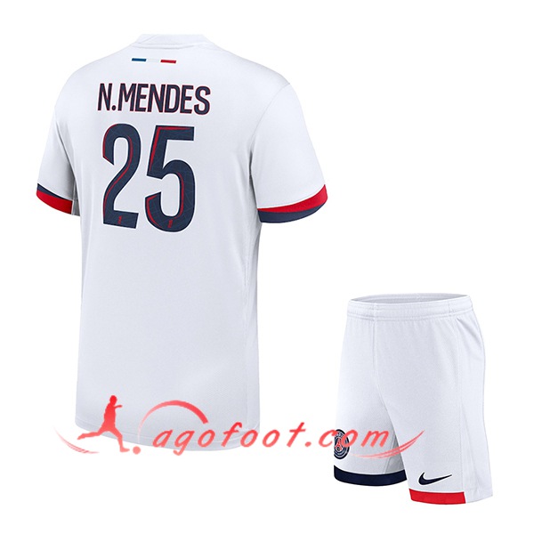 Maillot de Foot PSG (N.MENDES #25) Enfants 2024/2025 Exterieur