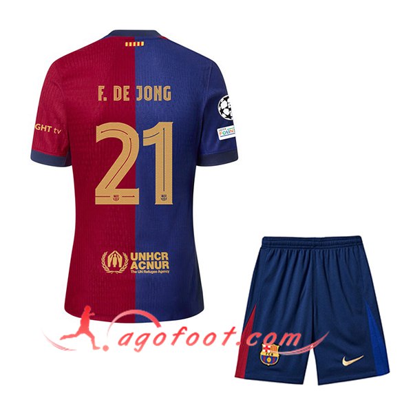 Maillot de Foot Barcelona (F. DE JONG #21) Enfants 2024/2025 Domicile