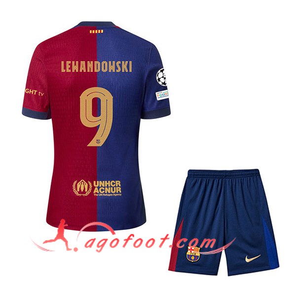 Maillot de Foot Barcelona (LEWANDOWSKI #9) Enfants 2024/2025 Domicile