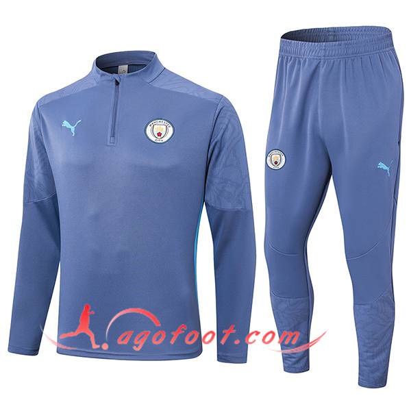 Ensemble Survetement de Foot Manchester City Gris/Bleu 2024/2025