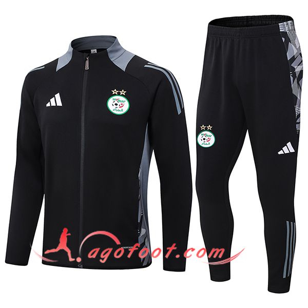 Ensemble Survetement de Foot Veste Foot Algeria Noir/Gris 2024/2025