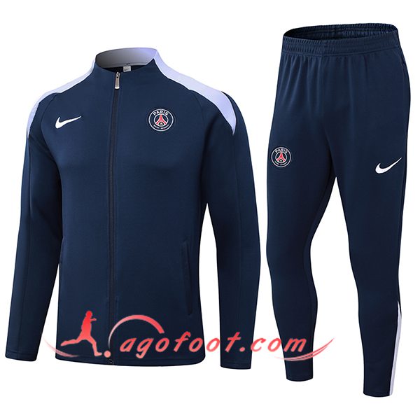 Ensemble Survetement de Foot Veste Foot PSG Bleu Royal 2024/2025