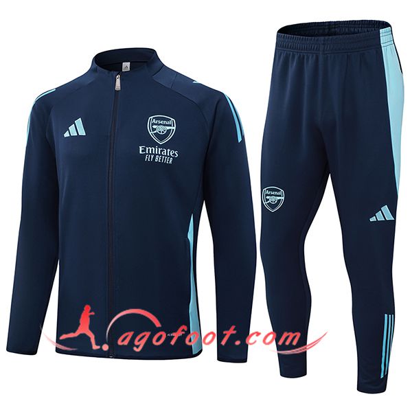 Ensemble Survetement de Foot Veste Foot Arsenal Bleu Royal 2024/2025