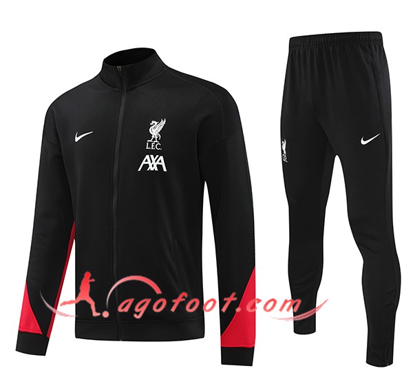 Ensemble Survetement Veste A Capuche FC Liverpool Noir/Rouge 2024/2025