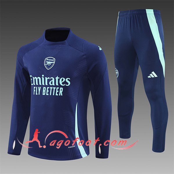 Ensemble Survetement de Foot Arsenal Enfant Bleu/Vert 2024/2025