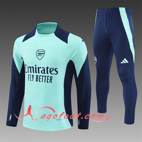 Ensemble Survetement de Foot Arsenal Enfant Vert/Bleu 2024/2025