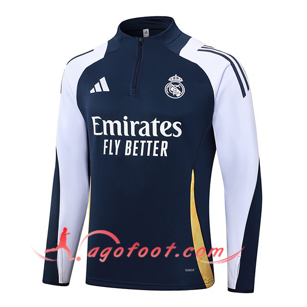 Sweatshirt Training Real Madrid Bleu/Blanc/Jaune 2024/2025