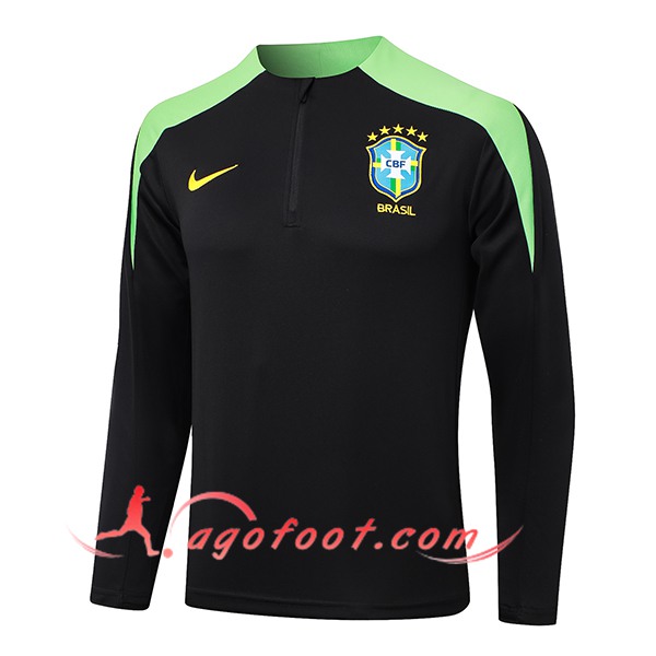 Sweatshirt Training Brésil Noir/Vert 2024/2025