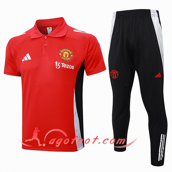 Ensemble Polo Foot Manchester United Rouge/Noir/Blanc 2024/2025