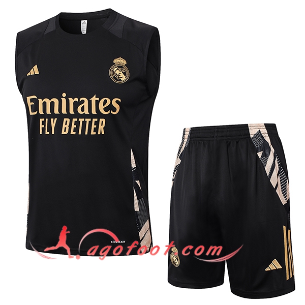 Ensemble Training Debardeur Real Madrid Noir/Jaune 2024/2025 -02