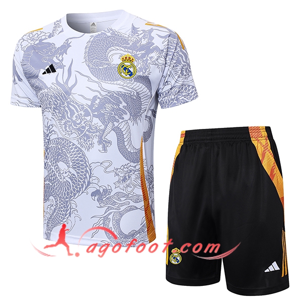 Ensemble Training T-Shirts Real Madrid Blanc/Gris 2024/2025 -02