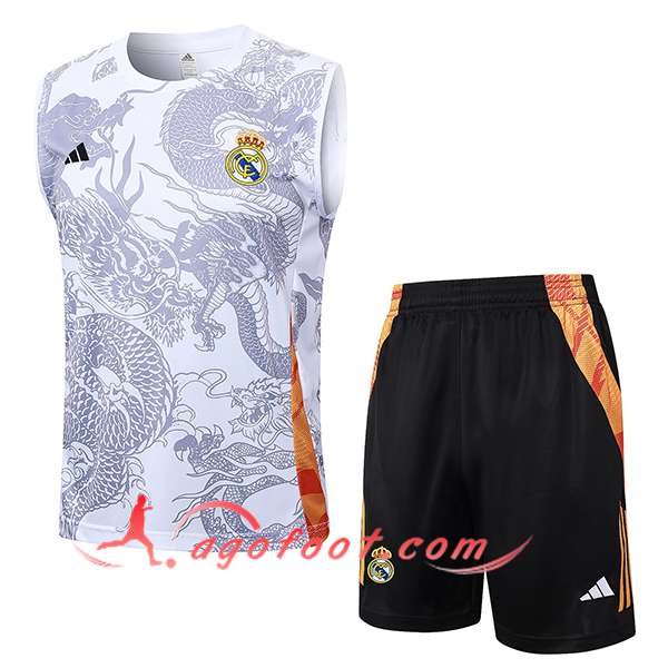 Ensemble Training Debardeur Real Madrid Blanc/Gris 2024/2025