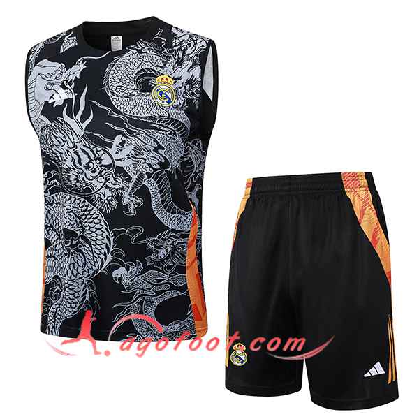 Ensemble Training Debardeur Real Madrid Gris/Noir 2024/2025