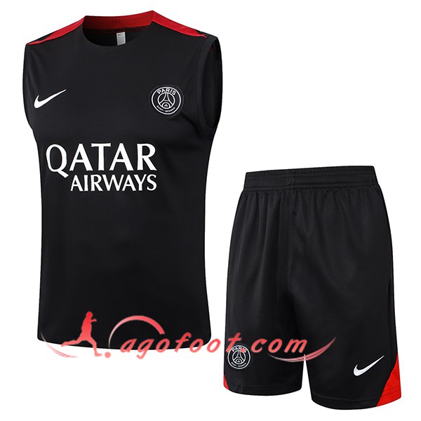Ensemble Training Debardeur PSG Noir/Rouge 2024/2025 -02