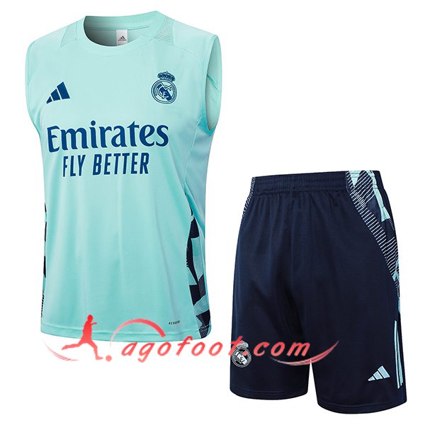 Ensemble Training Debardeur Real Madrid Vert/Bleu 2024/2025