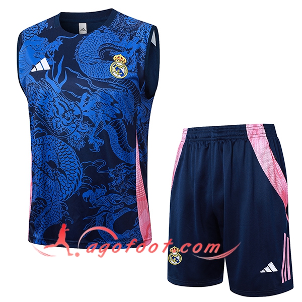 Ensemble Training Debardeur Real Madrid Bleu/Rose 2024/2025