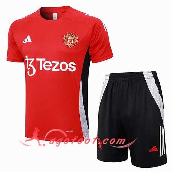Ensemble Training T-Shirts Manchester United Rouge/Blanc/Blanc 2024/2025