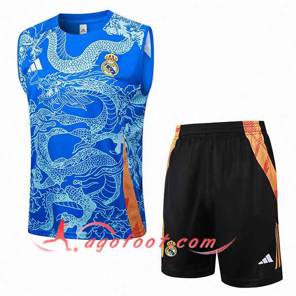 Ensemble Training Debardeur Real Madrid Bleu/Orange 2024/2025