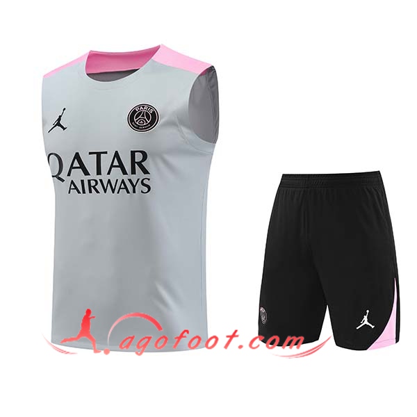 Ensemble Training Debardeur PSG Gris/Rose 2024/2025