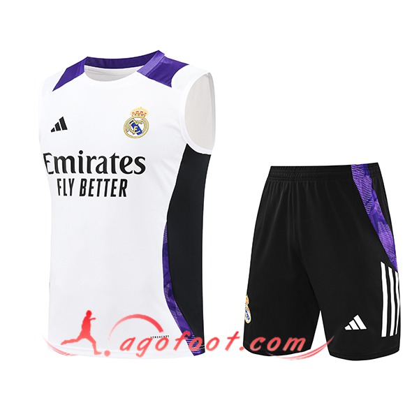 Ensemble Training Debardeur Real Madrid Blanc/Noir/Pourpre 2024/2025