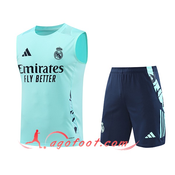 Ensemble Training Debardeur Real Madrid Vert/Bleu 2024/2025