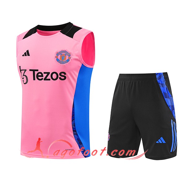 Ensemble Training Debardeur Manchester United Rose/Bleu/Noir 2024/2025