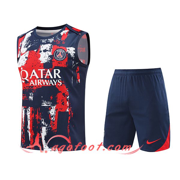 Ensemble Training Debardeur PSG Bleu/Rouge 2024/2025