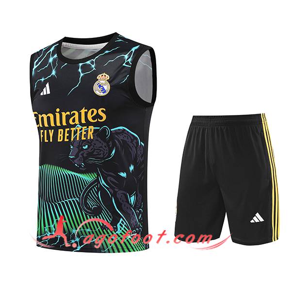 Ensemble Training Debardeur Real Madrid Noir/Vert/Jaune 2024/2025