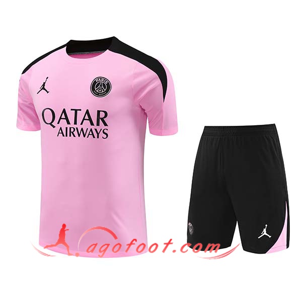 Ensemble Training T-Shirts PSG Rose/Noir 2024/2025