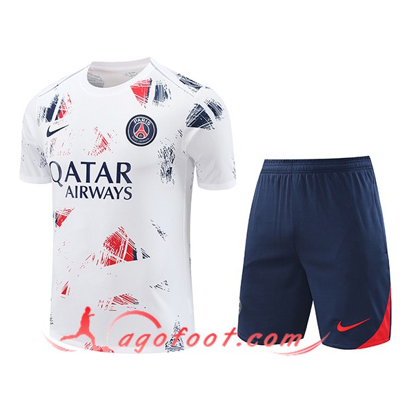 Ensemble Training T-Shirts PSG Blanc/Bleu/Rouge 2024/2025