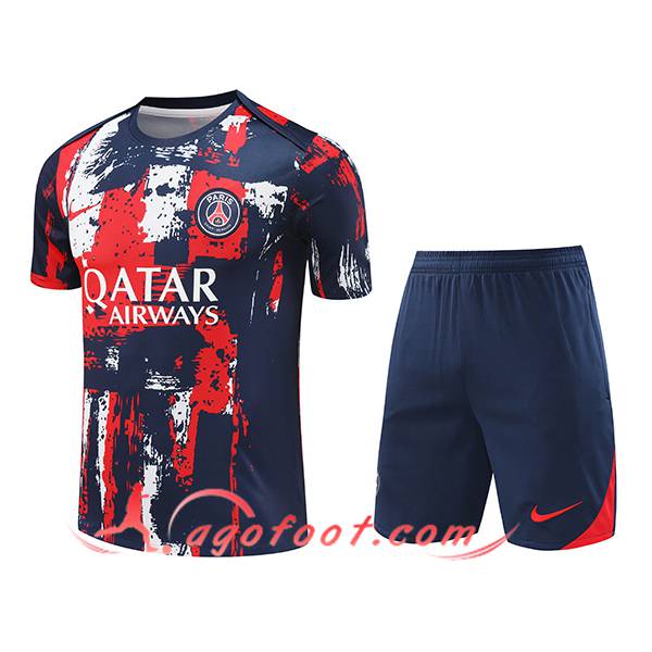 Ensemble Training T-Shirts PSG Bleu/Rouge 2024/2025