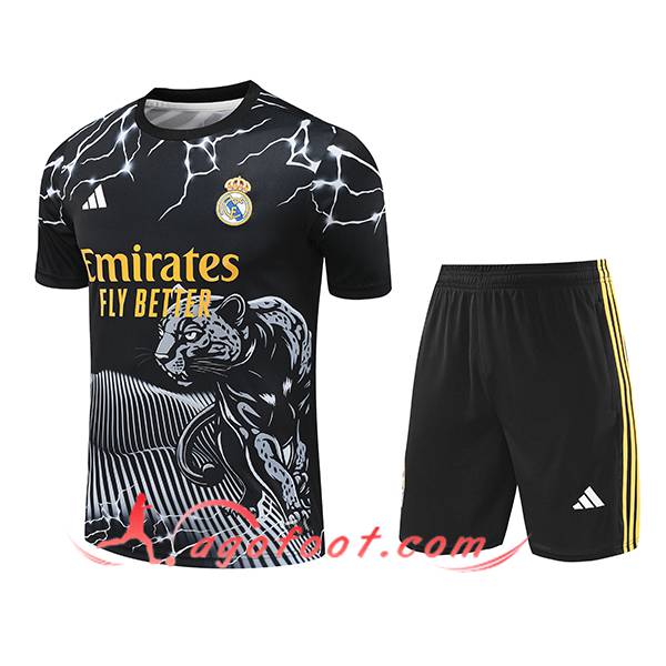 Ensemble Training T-Shirts Real Madrid Noir/Blanc/Jaune 2024/2025