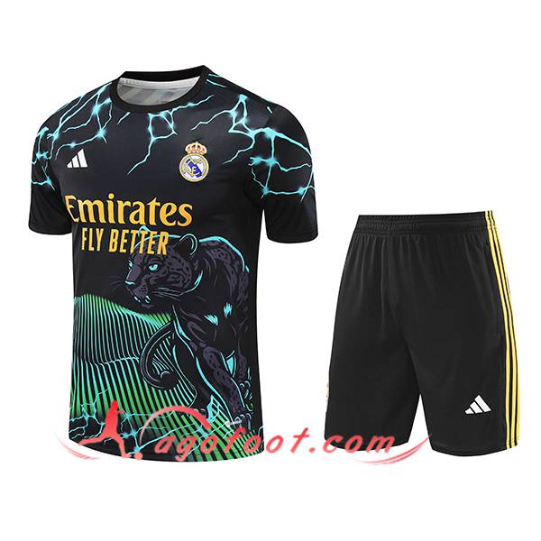 Ensemble Training T-Shirts Real Madrid Noir/Vert/Jaune 2024/2025