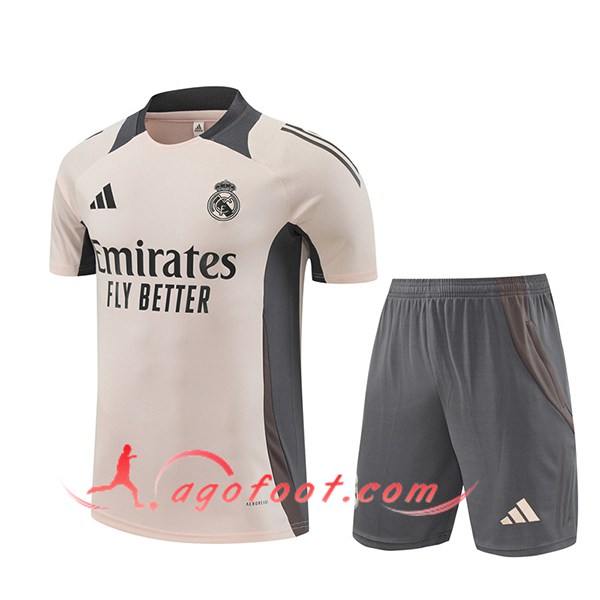 Ensemble Training T-Shirts Real Madrid Beige/Gris 2024/2025