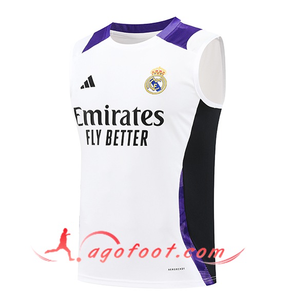 Training Debardeur Real Madrid Blanc/Noir/Pourpre 2024/2025