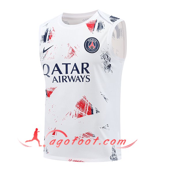 Training Debardeur PSG Blanc/Bleu/Rouge 2024/2025