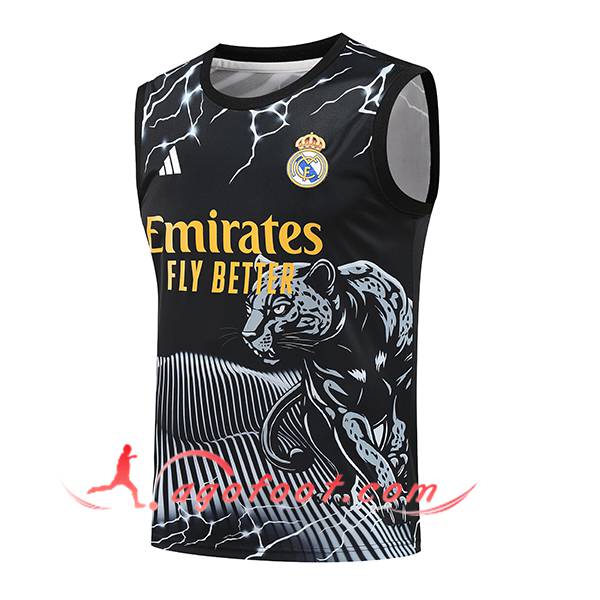 Training Debardeur Real Madrid Noir/Blanc/Jaune 2024/2025