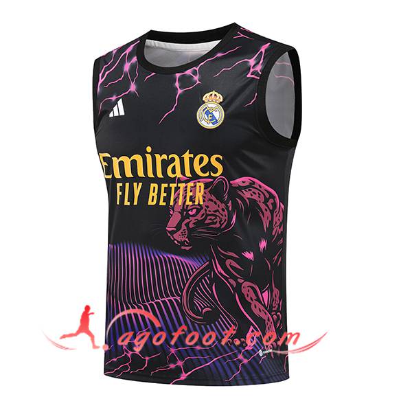 Training Debardeur Real Madrid Noir/Pourpre/Jaune 2024/2025