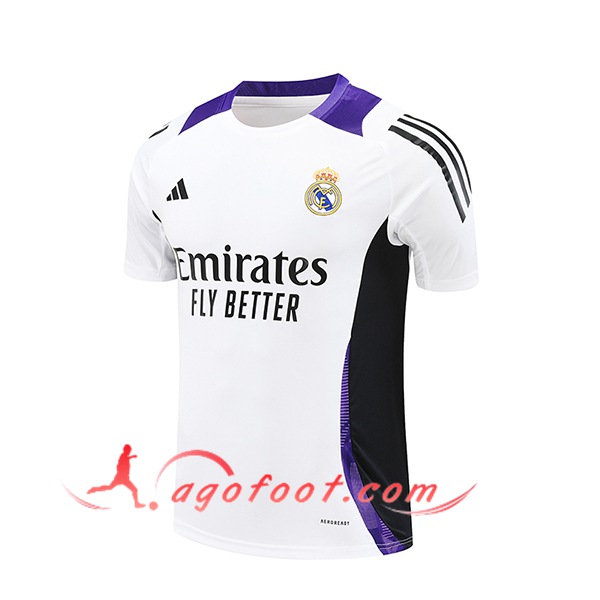 Training T-Shirts Real Madrid Blanc/Noir/Pourpre 2024/2025