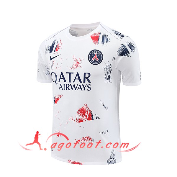 Training T-Shirts PSG Blanc/Bleu/Rouge 2024/2025