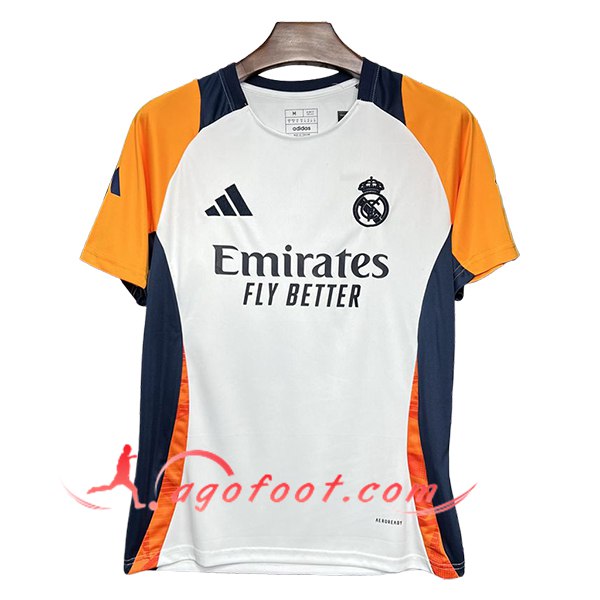 Training T-Shirts Real Madrid Blanc/Orange/Bleu 2024/2025