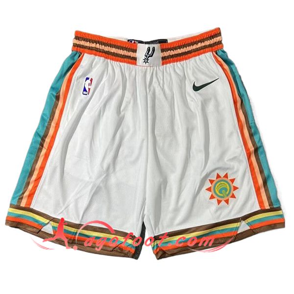Shorts NBA San Antonio Spurs 2024/25 Blanc/Orange/Vert