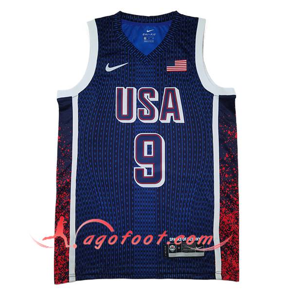 Maillot USA (HALIBURTON #9) 2024/25 Bleu/Rouge