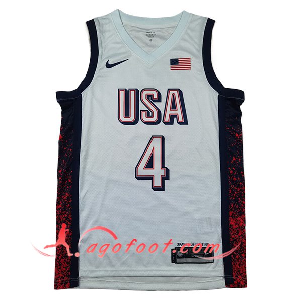 Maillot USA (CURRY #4) 2024/25 Blanc/Noir/Rouge