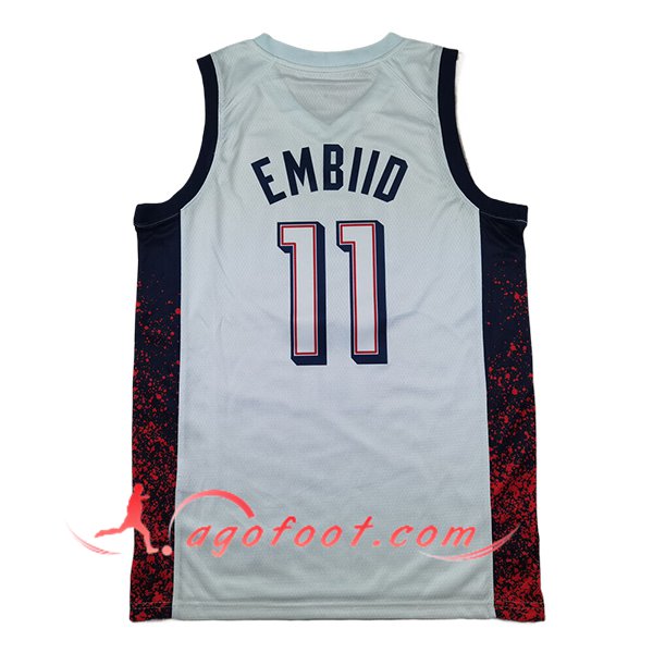 Maillot USA (EMBIID #11) 2024/25 Blanc/Noir/Rouge